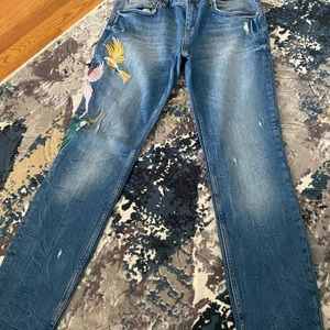 Zara “The Skinny” Embroidery Denim
